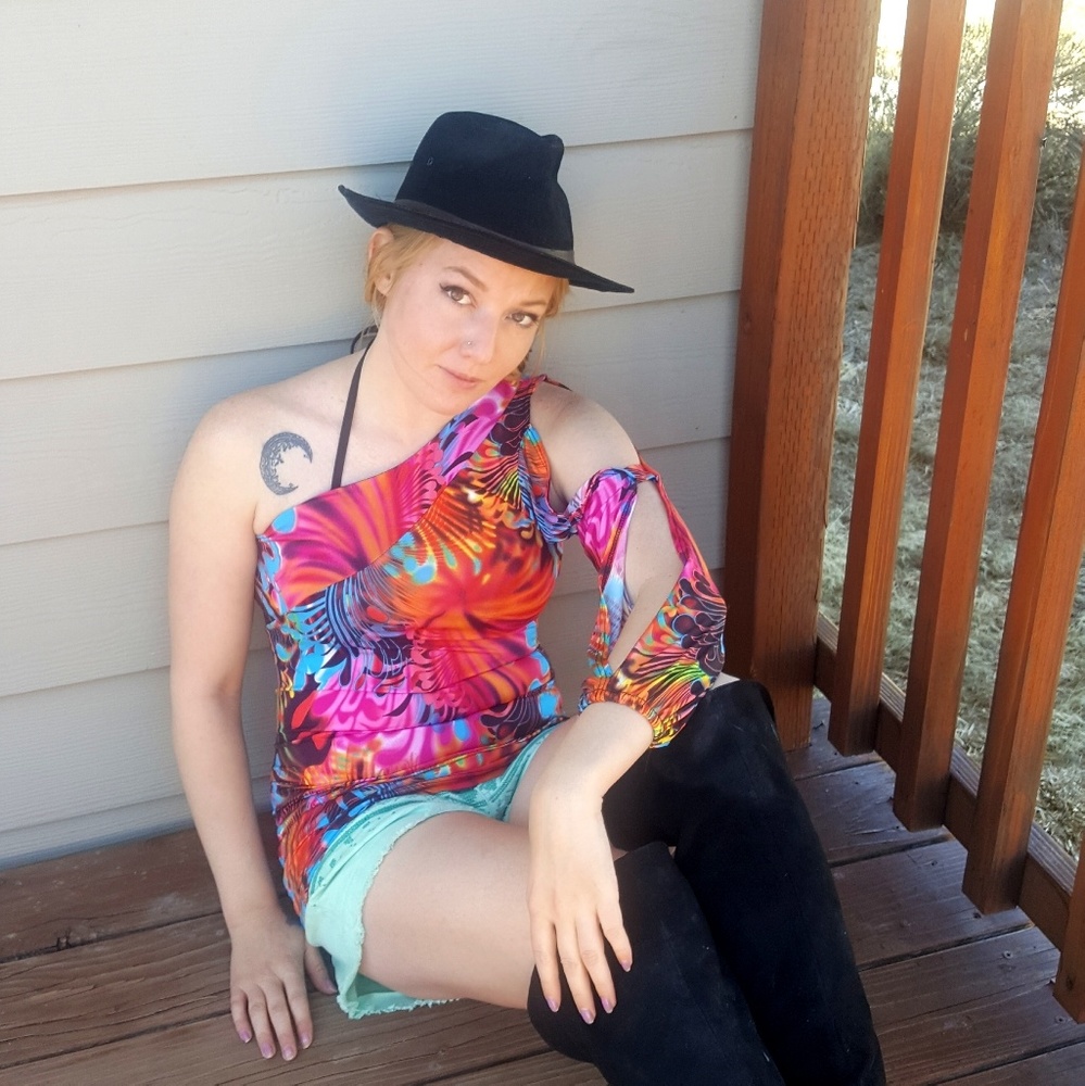 Bright pink Orange multi colored top